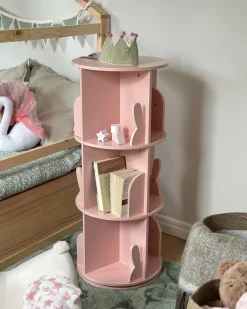 Roterende bogreol CANEY 94 cm Pastellrosa