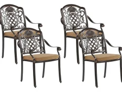 SALENTO 4 personers Havemøbelsæt Mørkebrun Metal med parasol (16 variant)