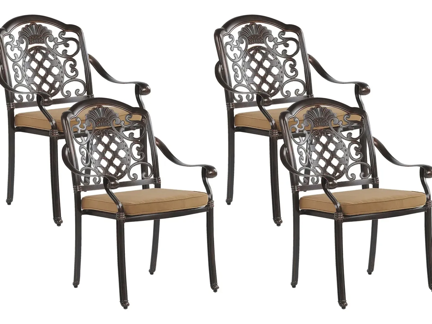 SALENTO 4 personers Havemøbelsæt Mørkebrun Metal med parasol (16 variant)