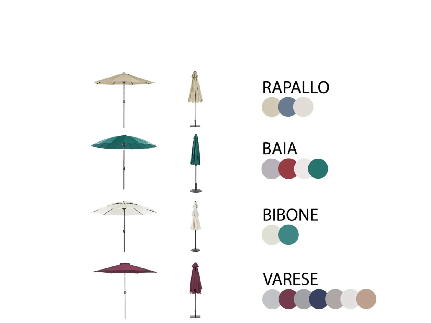 SALENTO 4 personers Havemøbelsæt Mørkebrun Metal med parasol (16 variant)