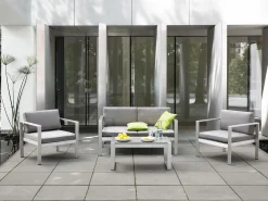 SALERNO 4 personers Loungesæt med bord Lysegrå Metal