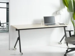Sammenklappeligt skrivebord BENDI Lysebrun 180 cm 60 cm med hjul