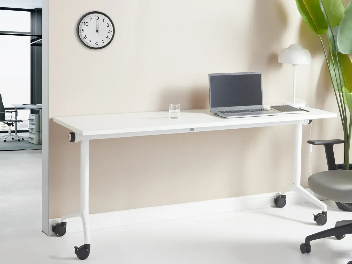 Sammenklappeligt skrivebord CAVI Hvid 180 cm 60 cm med hjul