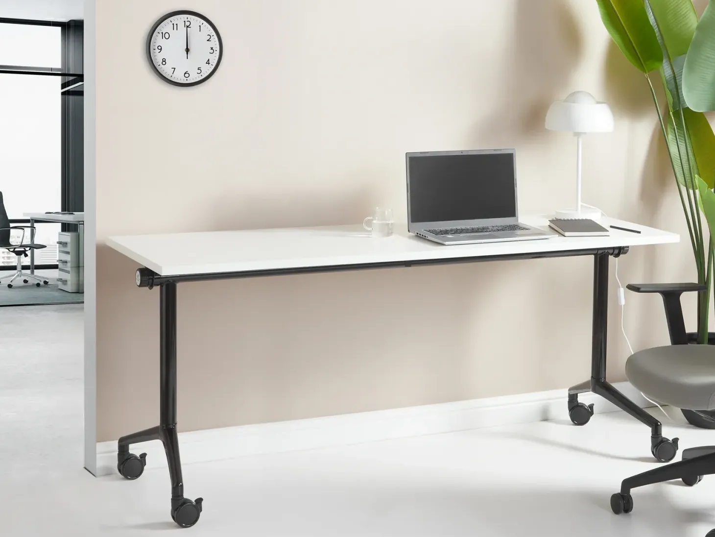 Sammenklappeligt skrivebord CAVI Hvid 180 cm 60 cm med hjul