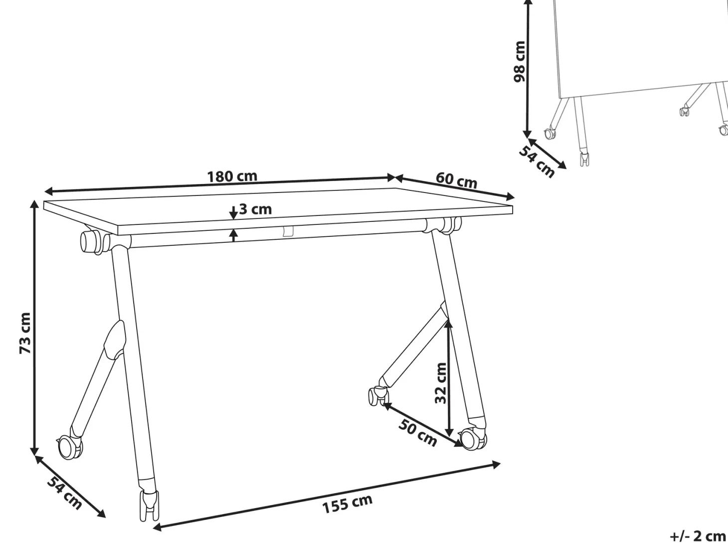 Sammenklappeligt skrivebord BENDI Brun 180 cm 60 cm