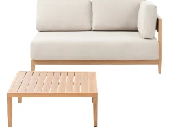SAMPIERI 2 personers Havesofa med bord Lysebrun Metal