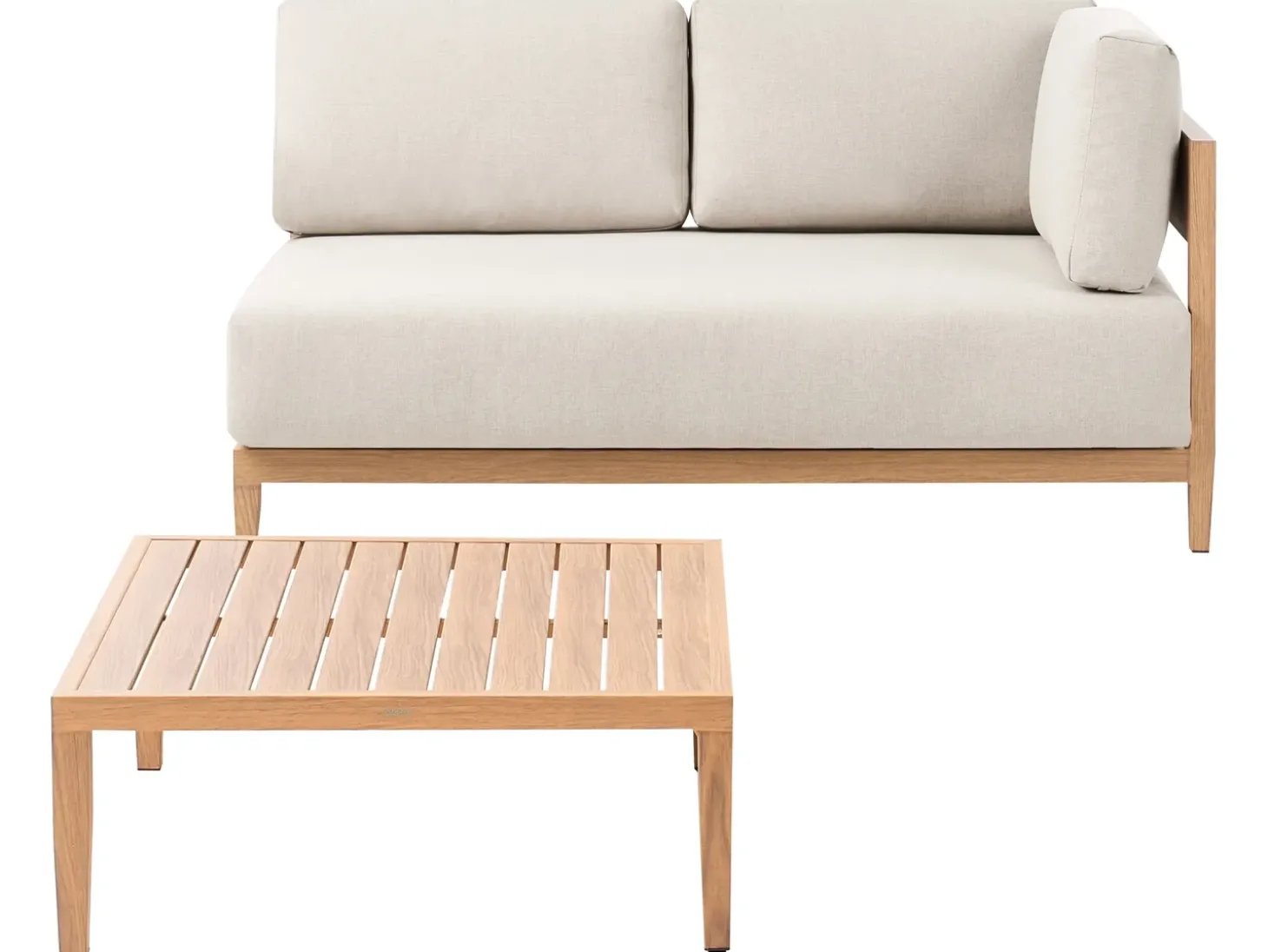 SAMPIERI 2 personers Havesofa med bord Lysebrun Metal