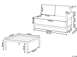 SAMPIERI 2 personers Havesofa med bord Lysebrun Metal
