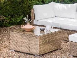 SANO 4 personers Have-hjørnesofasæt Venstrevendt Naturlig PE-rattan