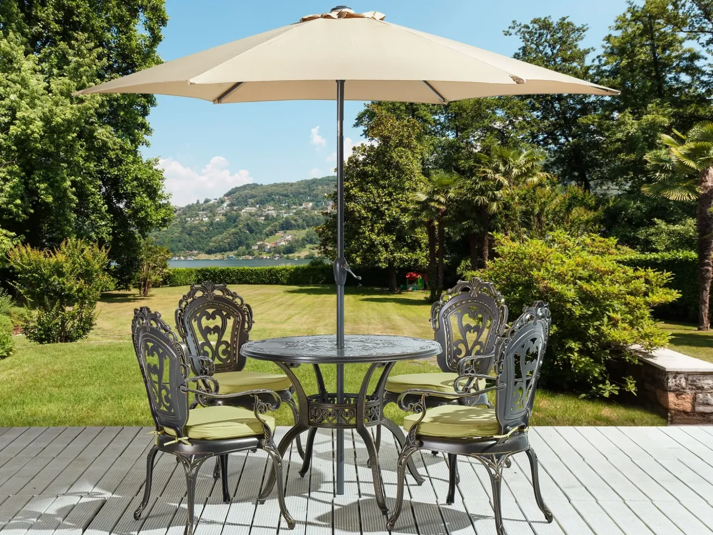 SAPRI 4 personers Havemøbelsæt Mørkebrun Metal med parasol (16 variant)