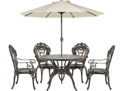 SAPRI 4 personers Havemøbelsæt Mørkebrun Metal med parasol (16 variant)