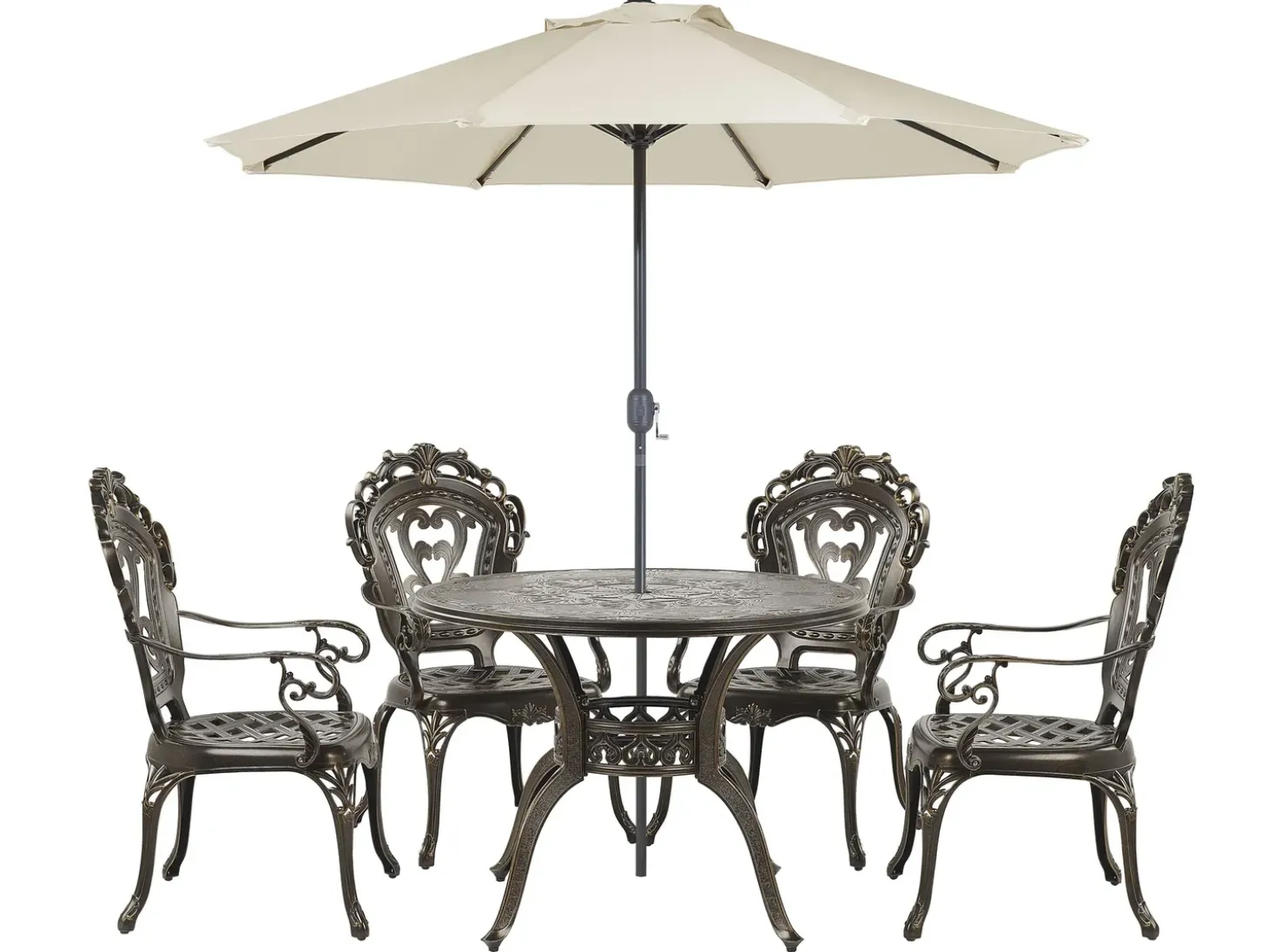 SAPRI 4 personers Havemøbelsæt Mørkebrun Metal med parasol (16 variant)