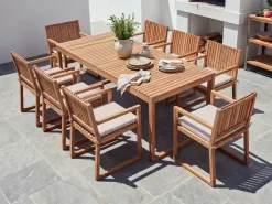 SASSARI PREMIUM 8 personers Havemøbelsæt Lys Beige Certificeret akacietræ med puder