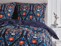 Sengetøj MADRONA Bomulds-satin 155 x 220 cm Mørkeblå