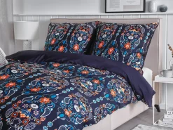 Sengetøj MADRONA Bomulds-satin 155 x 220 cm Mørkeblå