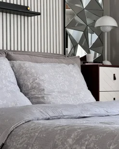Sengetøj MORNINGSIDE Bomulds-satin 135 x 200 cm Grå