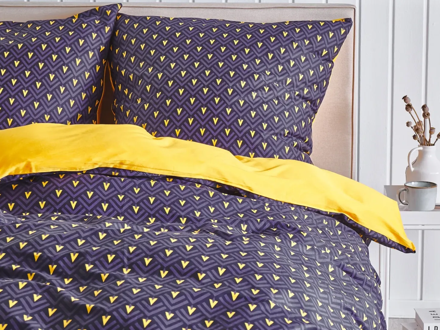 Sengetøj WALLINGFORD Bomulds-satin 155 x 220 cm Blå