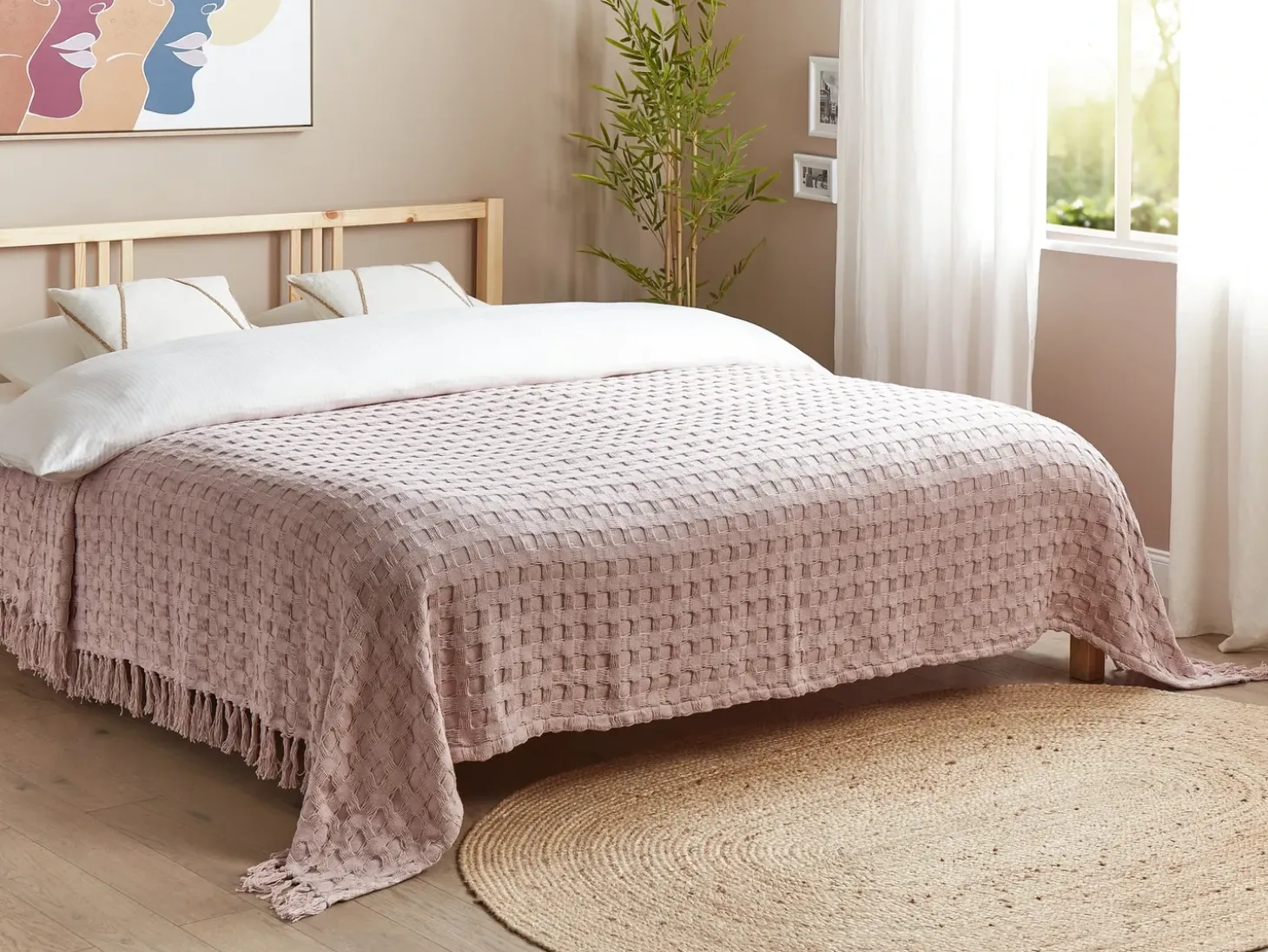 Sengetæppe BERE Bomuld 220 x 240 cm Pastellrosa