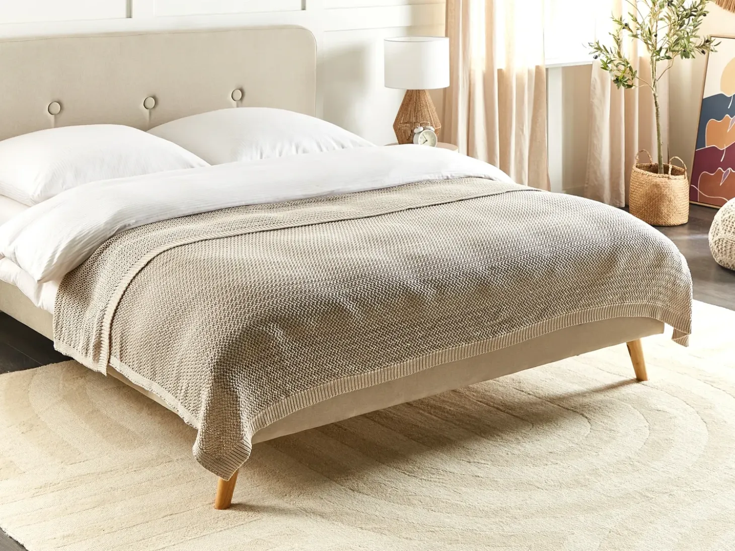 Sengetæppe ILEN Bomuld 150 x 200 cm Lys Beige