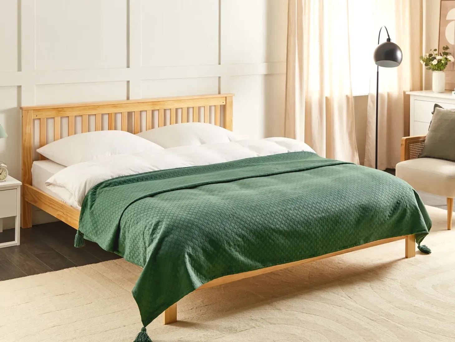 Sengetæppe LINDULA Bomuld 200 x 220 cm Grøn