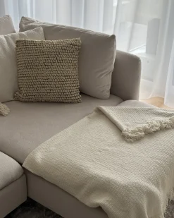 Sengetæppe YERBENT Bomuld 220 x 240 cm Cremehvid