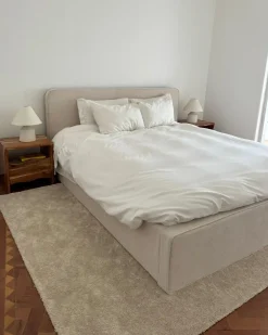 Seng Fløjl VALOGNES 180 x 200 cm Lys Beige