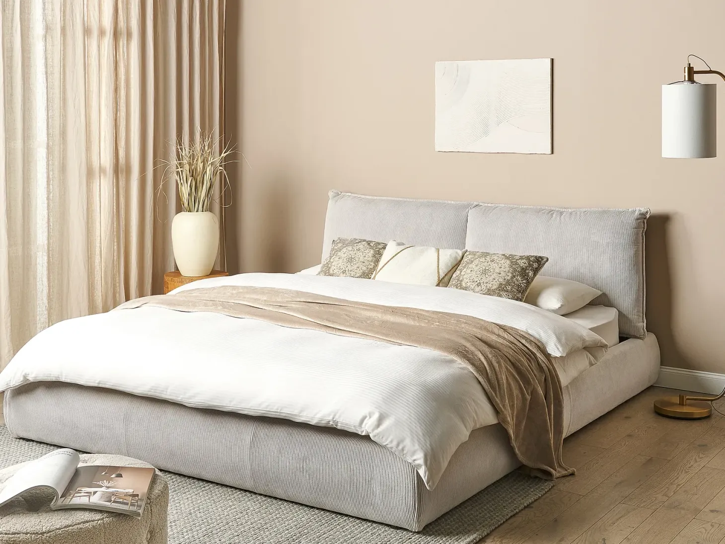 Seng Fløjl VINAY 180 x 200 cm Lys Beige