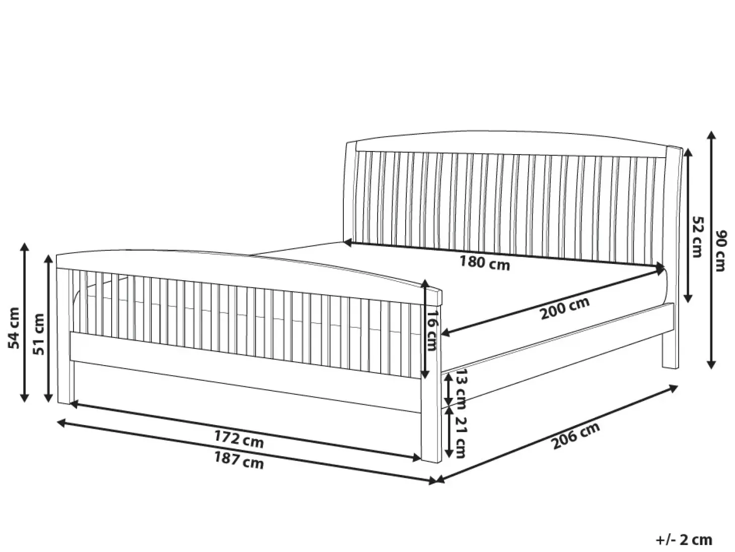 Seng Fyretræ CASTRES 180 x 200 cm Hvid