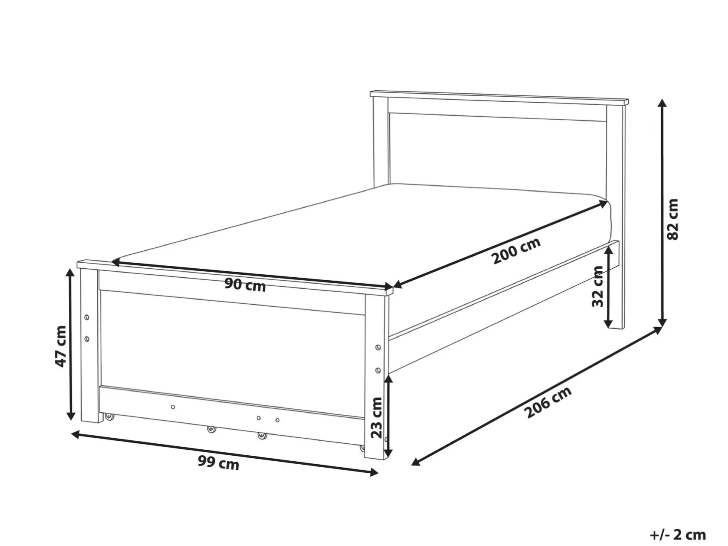 Seng Fyretræ DAUPHIN 90 x 200 cm Lysebrun