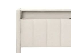 Seng med LED BEAULIEU 180 x 200 cm med opbevaring med USB-port Beige