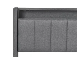 Seng med LED BEAULIEU 180 x 200 cm med opbevaring med USB-port Mørkegrå