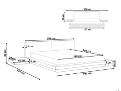 Seng med LED Kunstlæder ZEN 160 x 200 cm Hvid