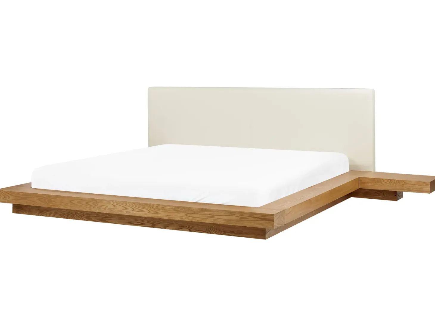 Seng med LED Kunstlæder ZEN 180 x 200 cm Naturlig ask