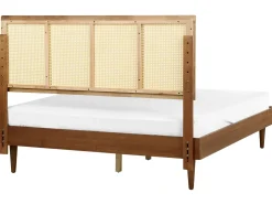 Seng med LED Rattan AURAY 160 x 200 cm Brun