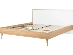 Seng med LED SERRIS 180 x 200 cm Lysebrun