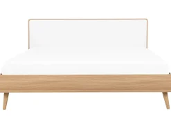 Seng med LED SERRIS 180 x 200 cm Lysebrun