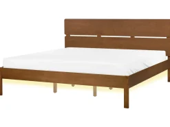 Seng med LED Træ BOISSET 180 x 200 cm Mørkebrun