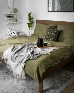 Seng med LED Træ BOISSET 180 x 200 cm Mørkebrun