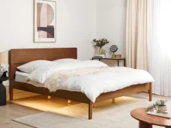 Seng med LED Træ BOISSET 180 x 200 cm Mørkebrun