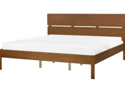 Seng med LED Træ BOISSET 180 x 200 cm Mørkebrun