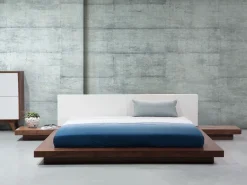 Seng med LED ZEN 160 x 200 cm Brun ask