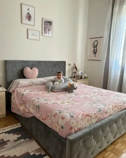 Seng med opbevaring AMIENS Velour Grå 160 x 200 cm