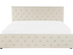 Seng med opbevaring AMIENS Velour Lys Beige 180 x 200 cm