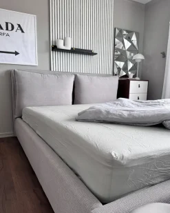 Seng med opbevaring BAJONNA Lysegrå 180 x 200 cm
