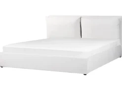 Seng med opbevaring BAJONNA Velour Cremehvid 180 x 200 cm