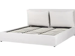 Seng med opbevaring BAJONNA Velour Cremehvid 180 x 200 cm