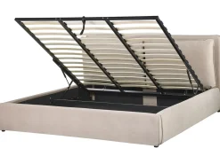 Seng med opbevaring BAJONNA Velour Beige 180 x 200 cm