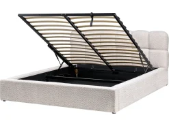Seng med opbevaring BASTON Boucle Lys Beige 160 x 200 cm