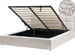Seng med opbevaring BASTON Boucle Lys Beige 160 x 200 cm