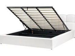 Seng med opbevaring BASTON Cremehvid 180 x 200 cm